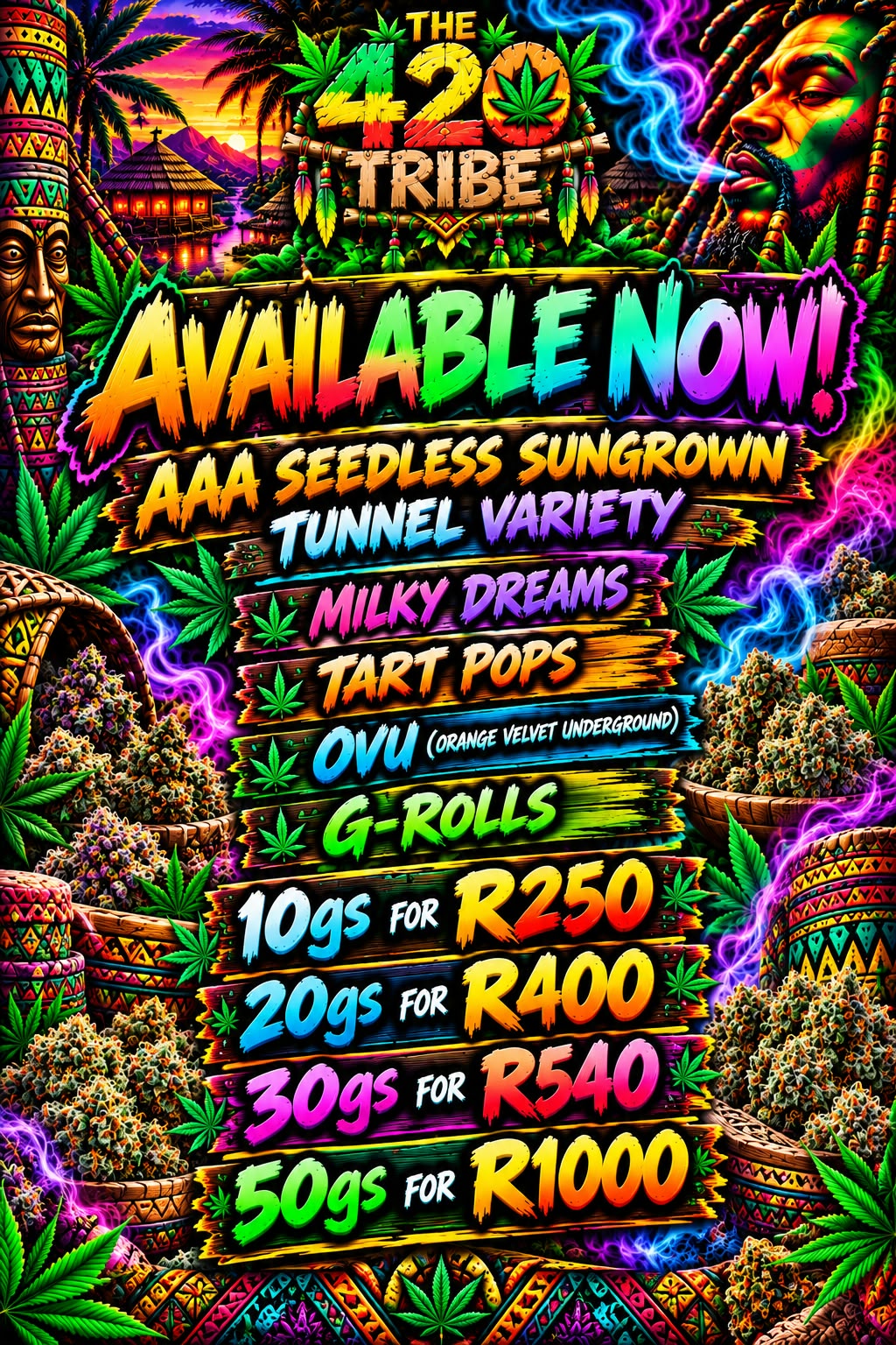 AAA Seedless Sungrown Premium Tunnels available now — Milky Dreams, Tart Pops, OVU, G-Rolls