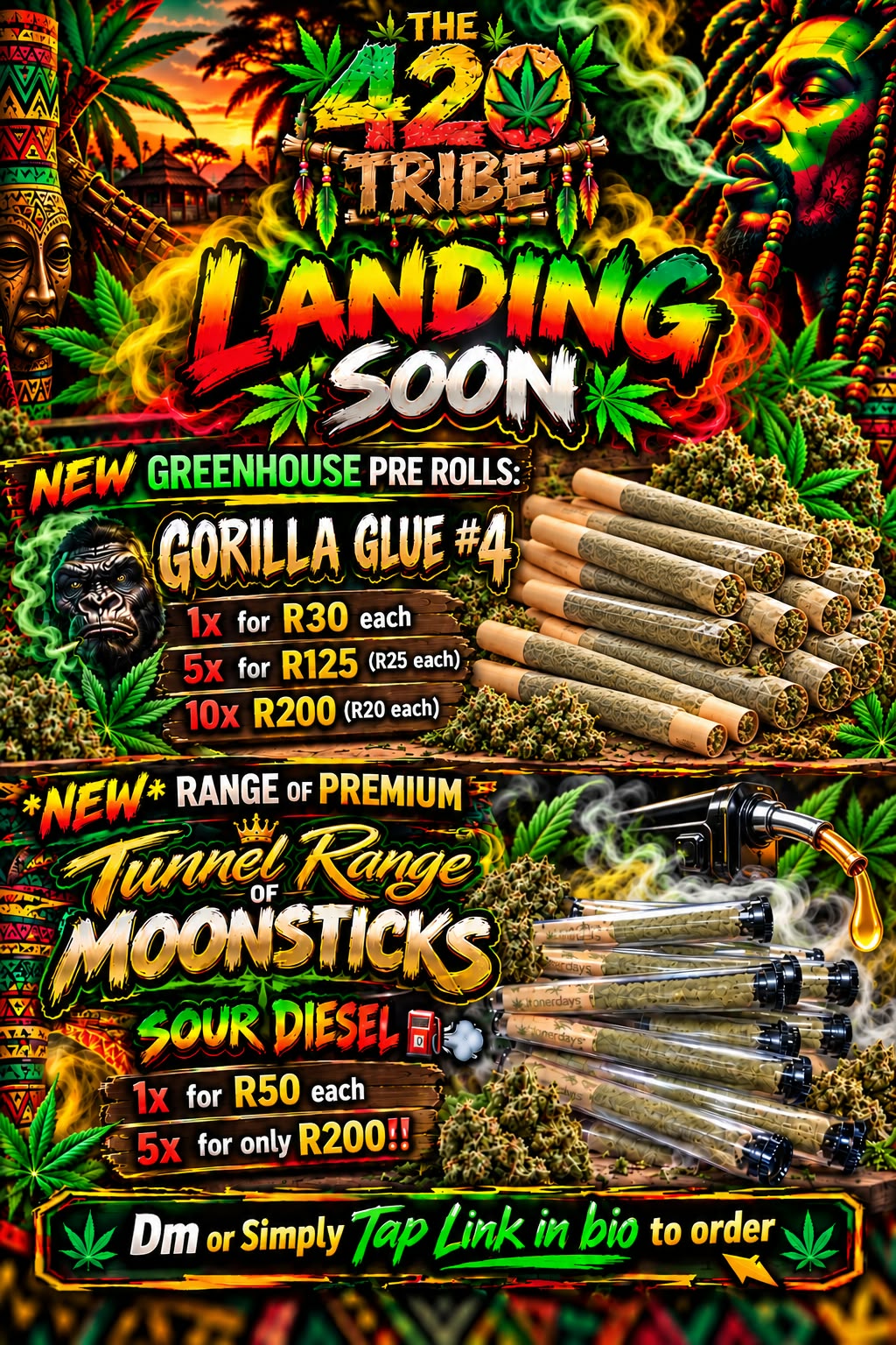 New Greenhouse Pre Rolls and Tunnel Range Moonsticks landing soon