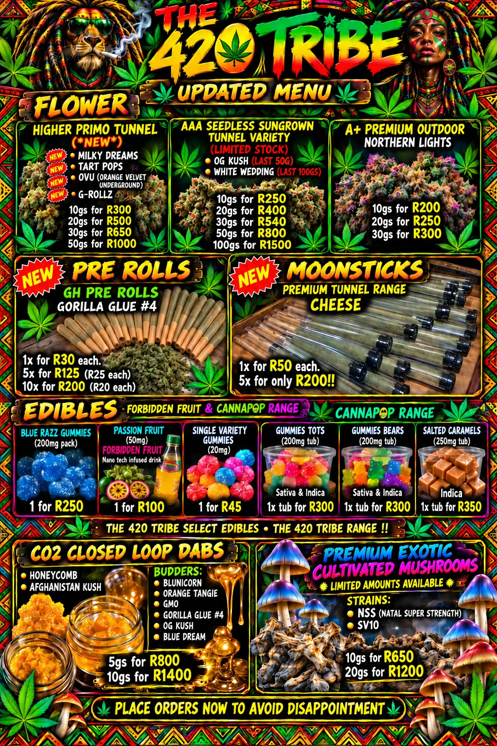 420 Tribe menu